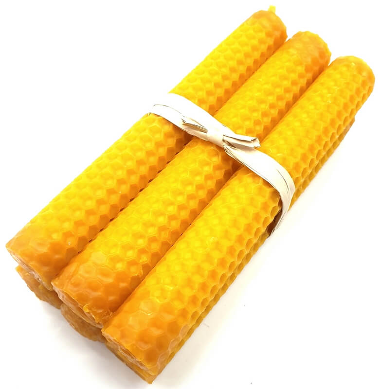 Bougies cire d’abeille 100 % naturelles 15 cm – Lot de 6