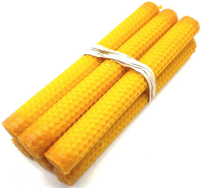 Bougies cire d’abeille 100 % naturelles 20 cm – Lot de 6