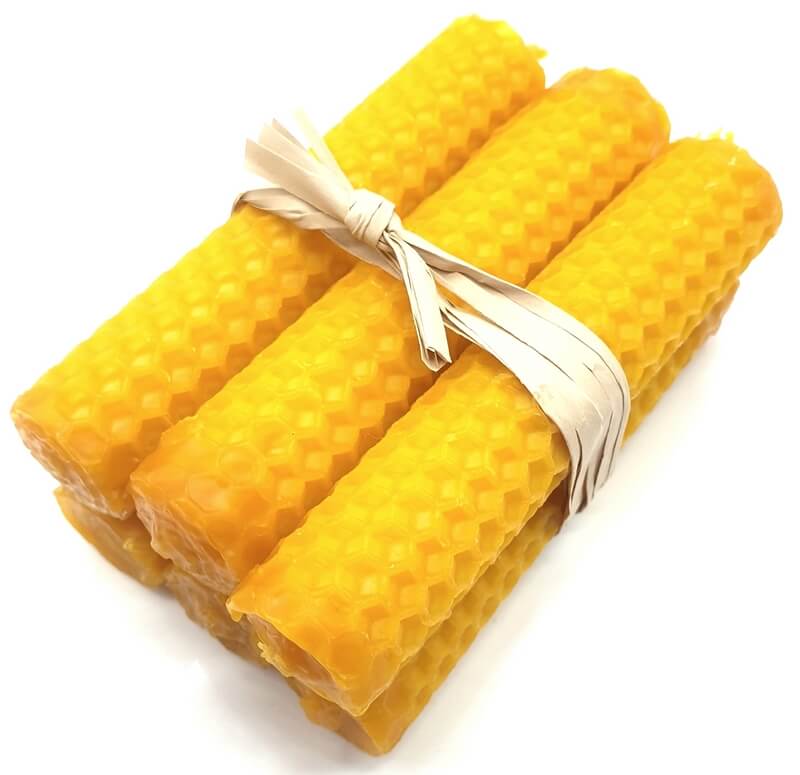 Bougies cire d’abeille 100 % naturelles 10 cm – Lot de 6