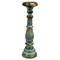 Grand bougeoir vintage en bois blanc et or, représentant un bougeoir vintage en bois turquoise et or parfait pour la décoration ésotérique.