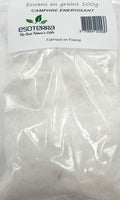 Camphre synthétique ESOTERRA concassé et emballé en lot de 100 g. Un produit à brûler provenant de Chine, destiné aux usages de fumigation indiqués.