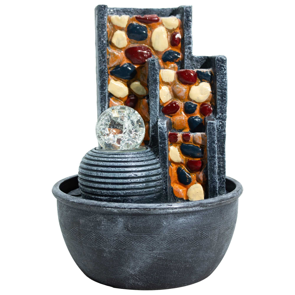 Apportez une touche de douceur à votre intérieur avec cette fontaine de table mur galets et boule cristal. Son écoulement d’eau délicat, ses détails minéraux et son effet lumineux en font une décoration zen, apaisante et élégante.