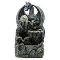 Fontaine d’intérieur dragon violet avec boule cristal et roue à eau, parfaite pour une décoration fantasy et zen.