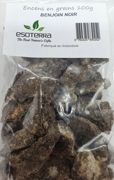 Résine naturelle de Benjoin Noir Djaoui ESOTERRA, concassée, en lot de 100 g. Provenance Indonésie.