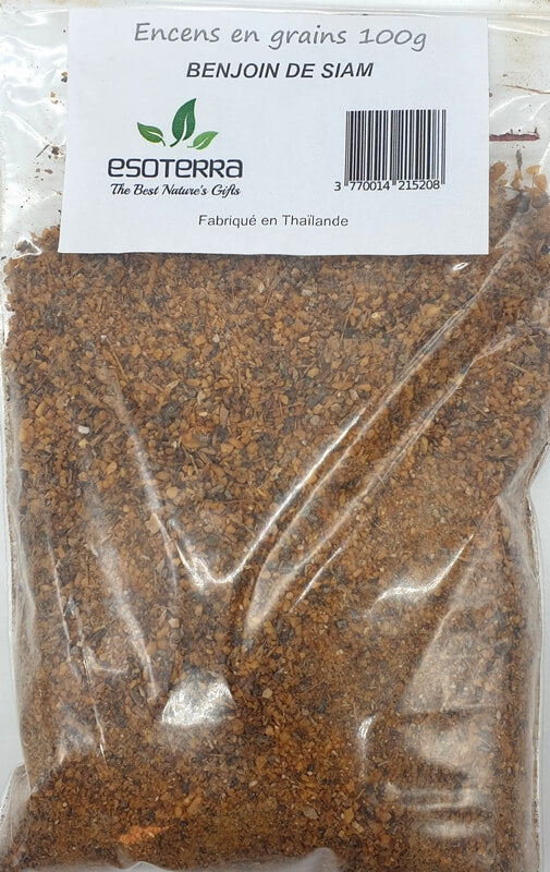 Résine naturelle de Benjoin de Siam ESOTERRA, concassée, en lot de 100 g. Provenance Laos.