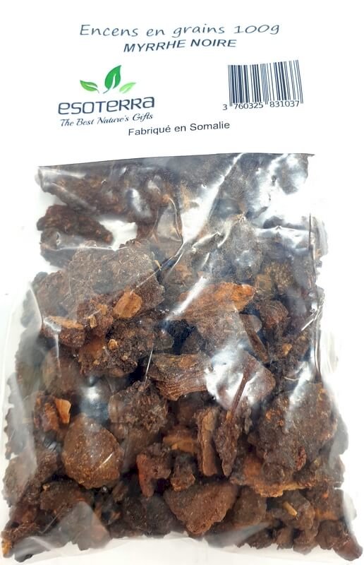 Résine naturelle de Myrrhe Noire ESOTERRA, concassée, en lot de 100 g. Provenance Somalie.