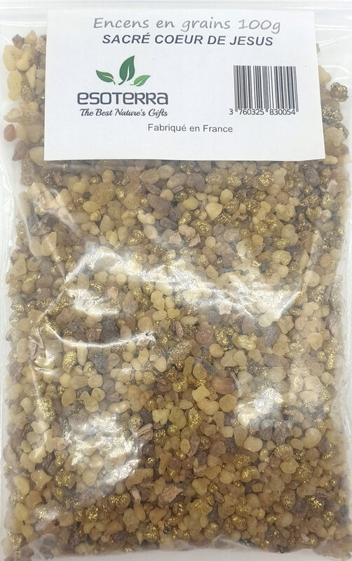 Résine naturelle Sacré Cœur de Jésus ESOTERRA, concassée en lot de 100 g. Une résine à brûler provenant de France.