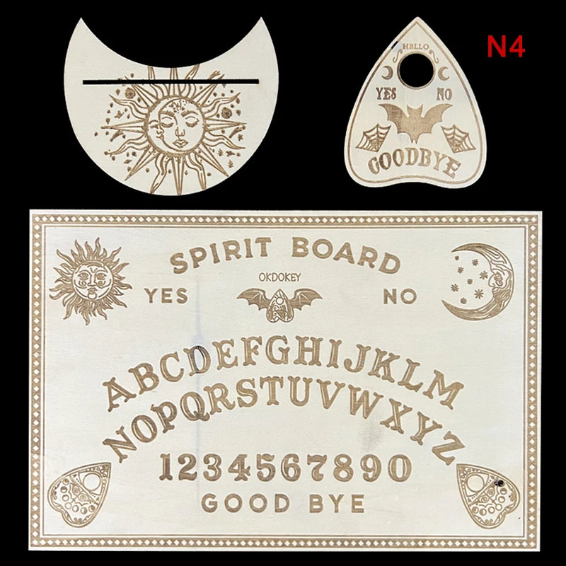 Planche Ouija en Bois de 30 cm avec Motifs Mystiques, idéal pour les séances de divination. Cet objet mystique est utilisé pour faire des prédictions et pour les cérémonies spirituelles dans une atmosphère wicca.