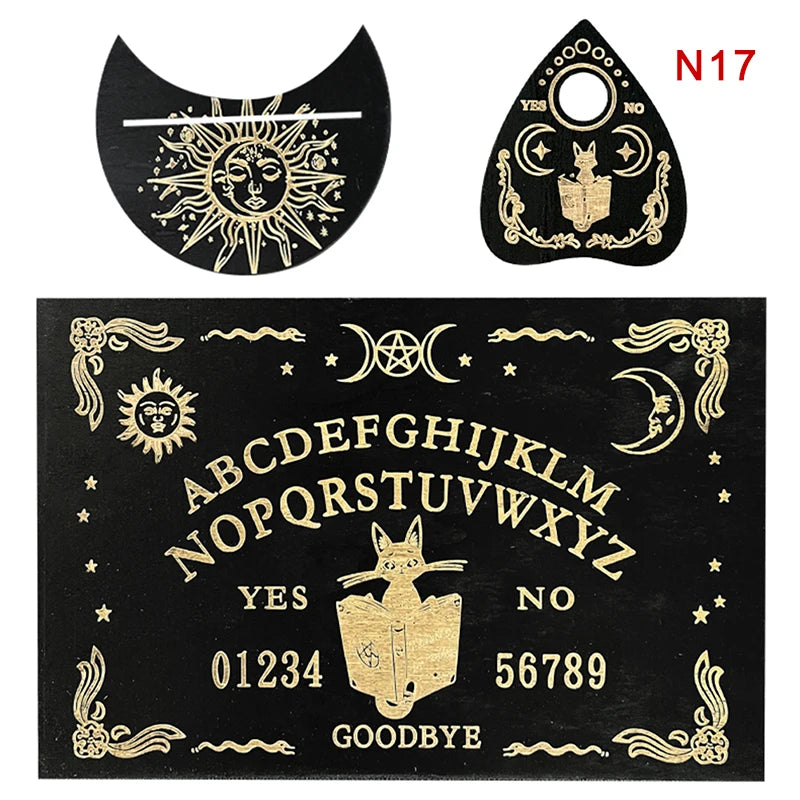 Planche Ouija en Bois de 30 cm avec Motifs Mystiques, idéale pour la méditation et les communications spirituelles. Cet outil de divination enrichit vos rituels de sorcellerie moderne.