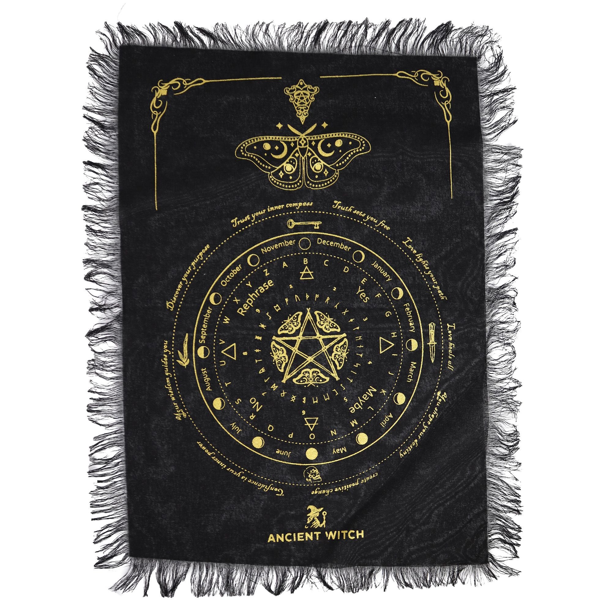 Apportez une touche d’élégance et de mystère à vos pratiques avec ce tapis de divination pour pendule Papillon mystique en noir et or. Idéal pour le pendule, le tarot, les cristaux ou l’autel, il crée un espace rituel raffiné, symbolique et inspirant.