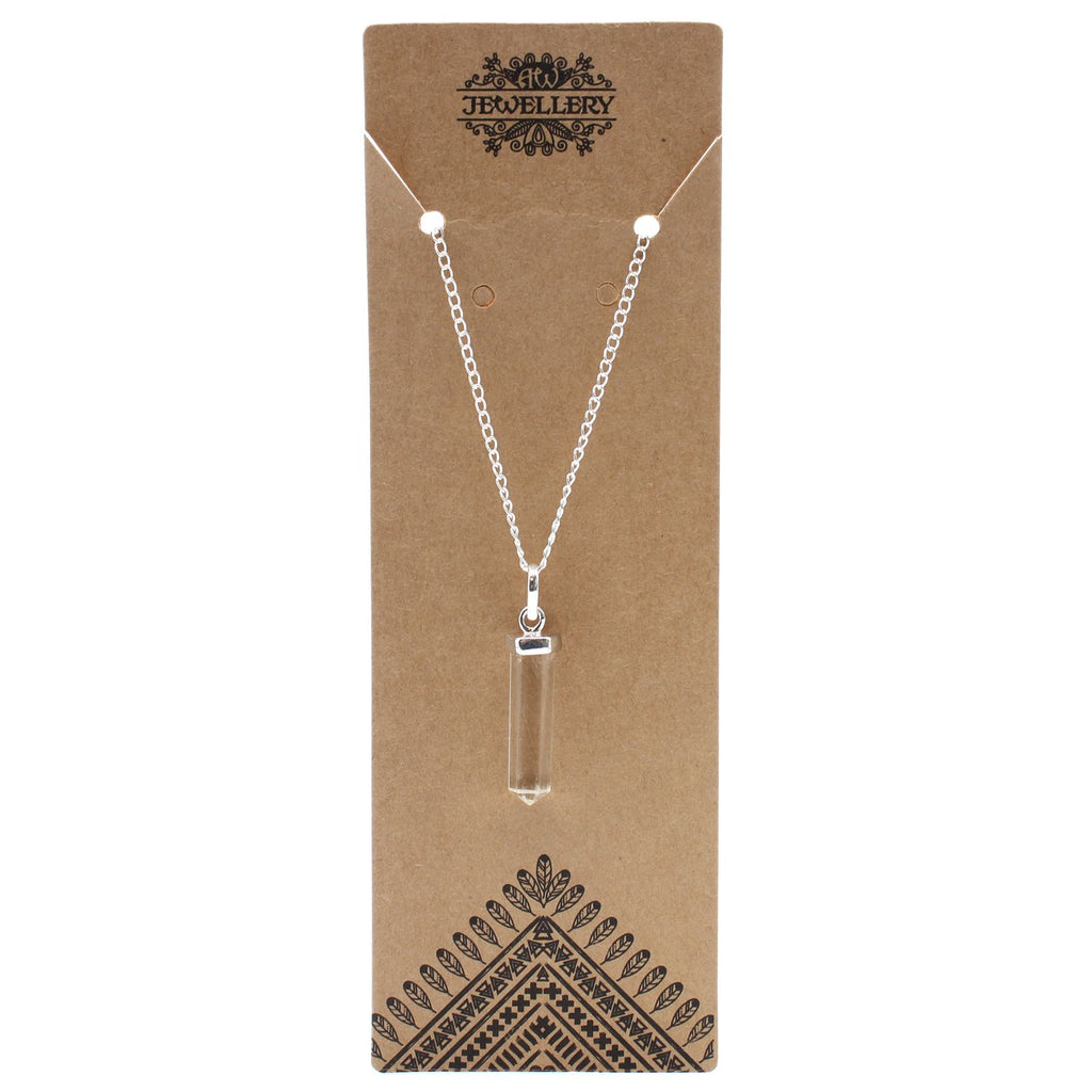 Pendentif pointe classique cristal de roche finition argentée