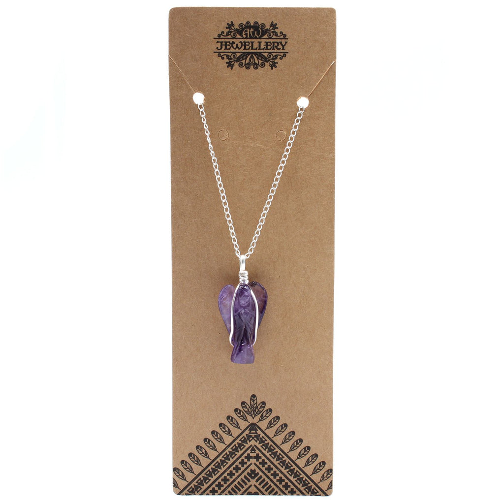 Pendentif ange gardien améthyste finition argentée