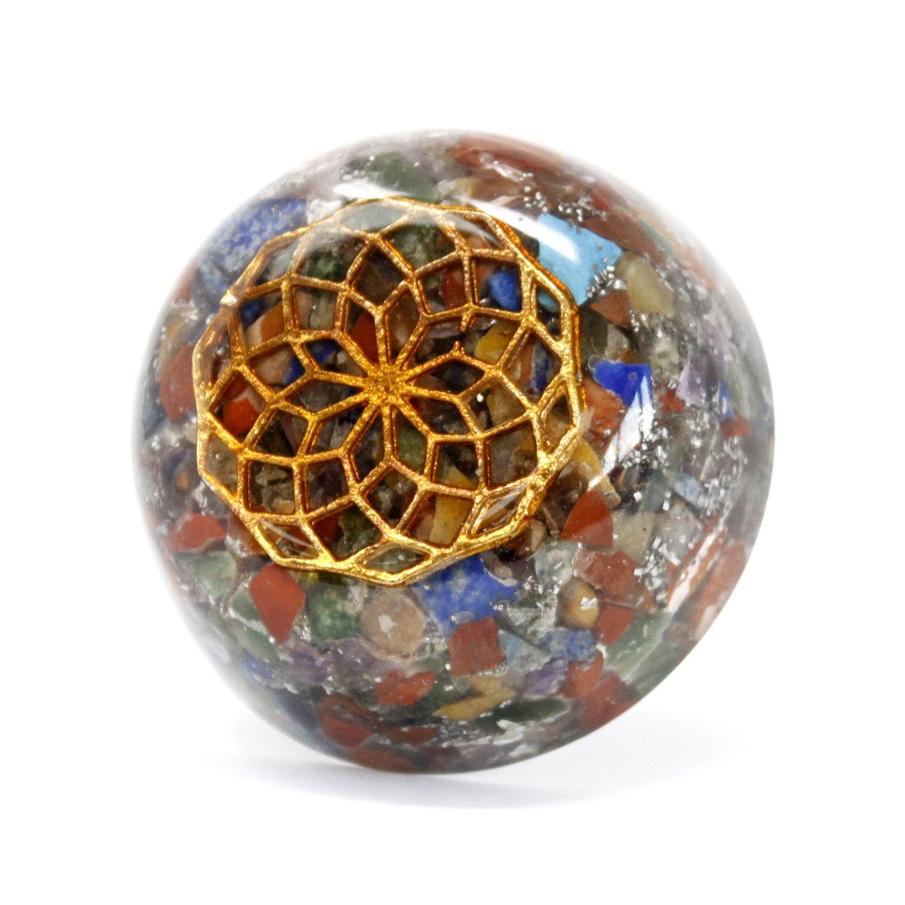 Dôme d’orgonite multi pierres – pack énergétique de bureau