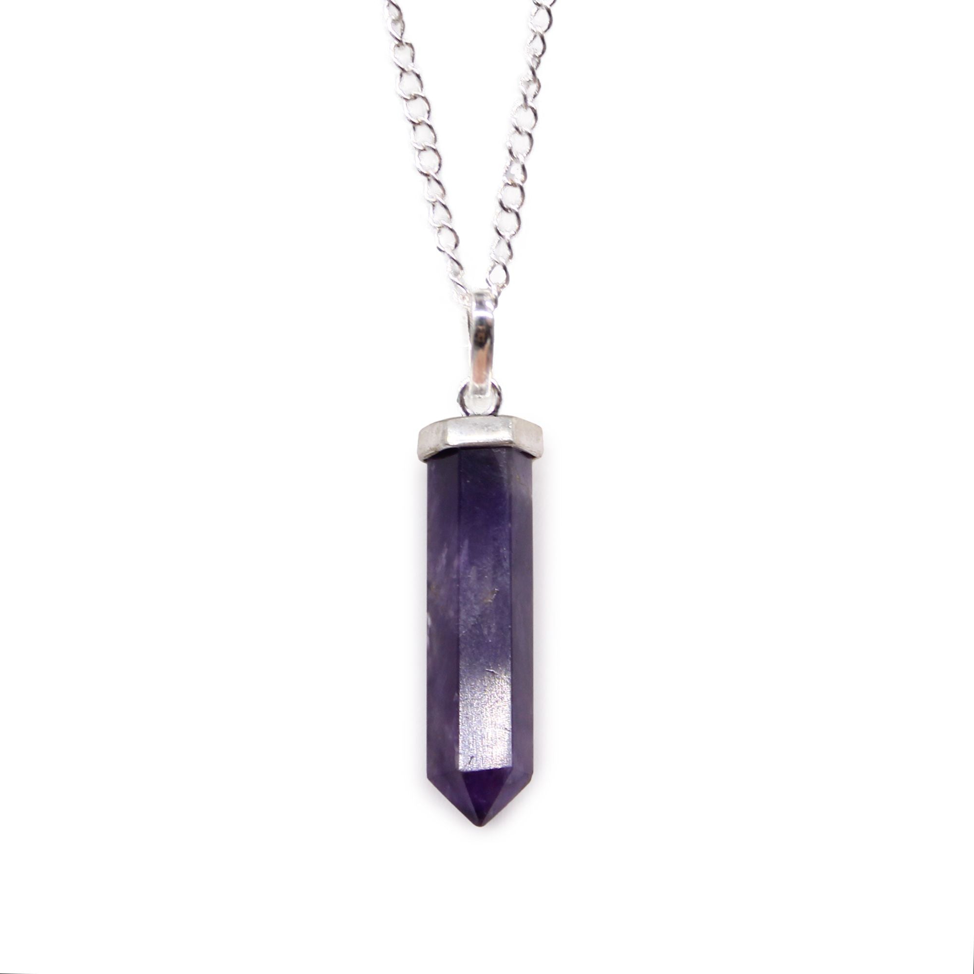 Pendentif pointe classique améthyste finition argentée