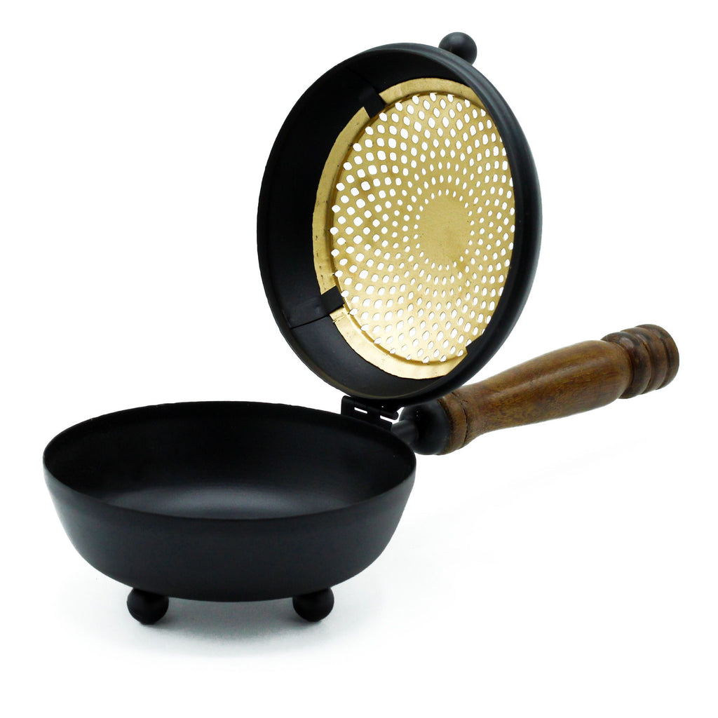 Grand brûle-encens en fer avec détail doré | Accessoire rituel
