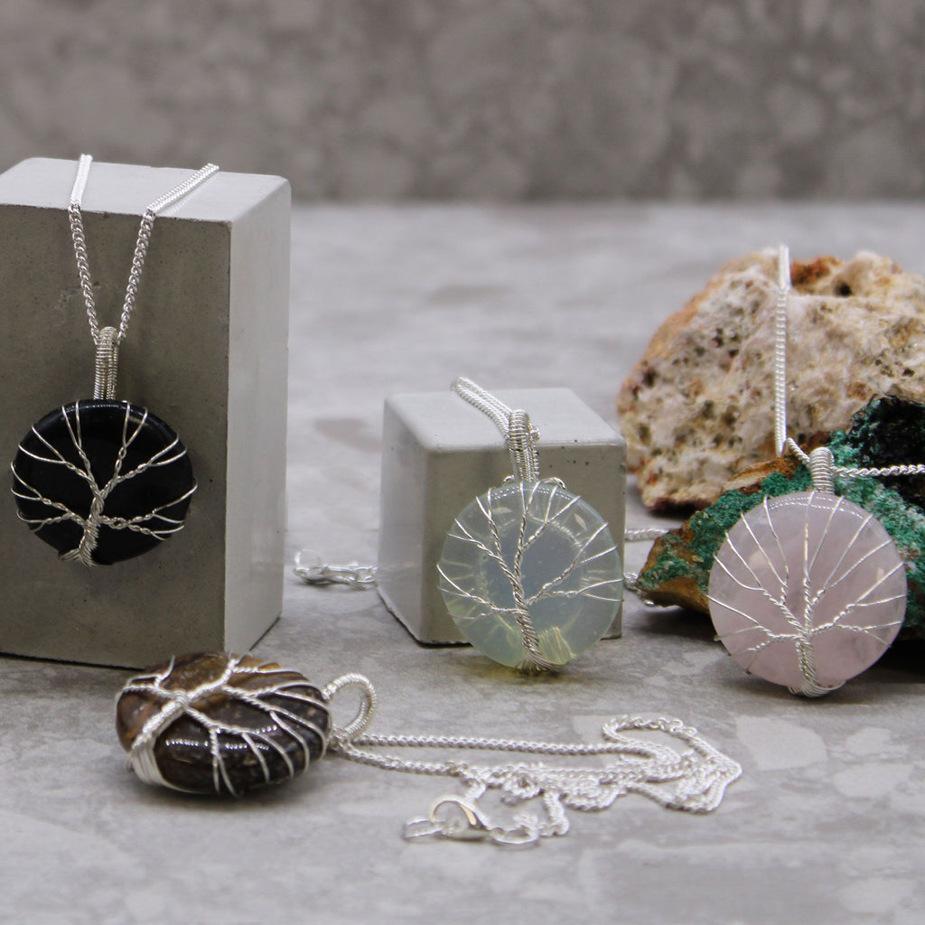 Collier arbre de vie améthyste finition argentée