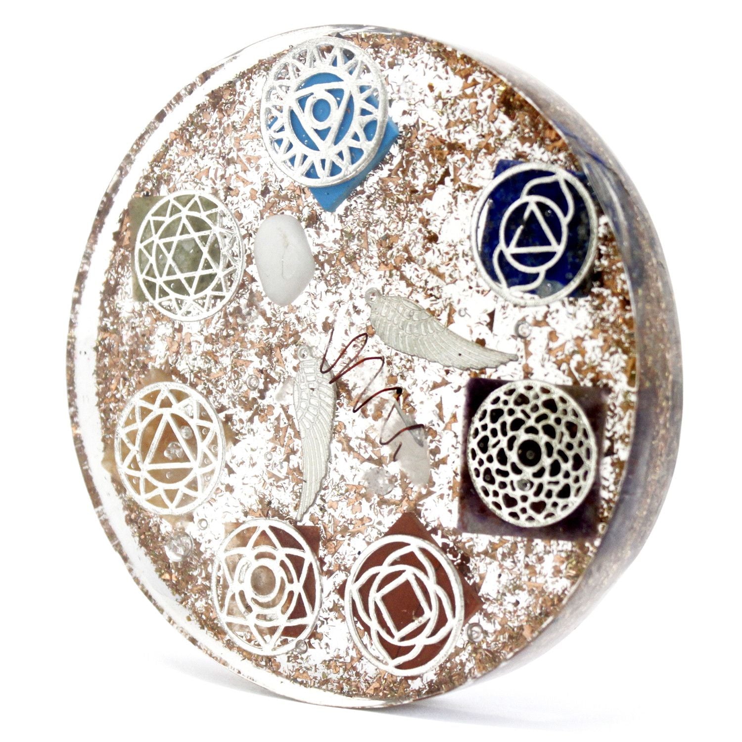 Orgonite bureau Chakra Ange grand modèle pierres naturelles