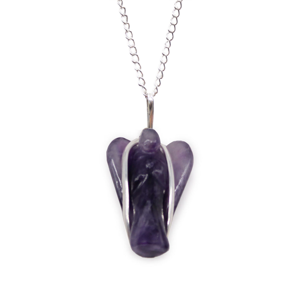 Pendentif ange gardien améthyste finition argentée