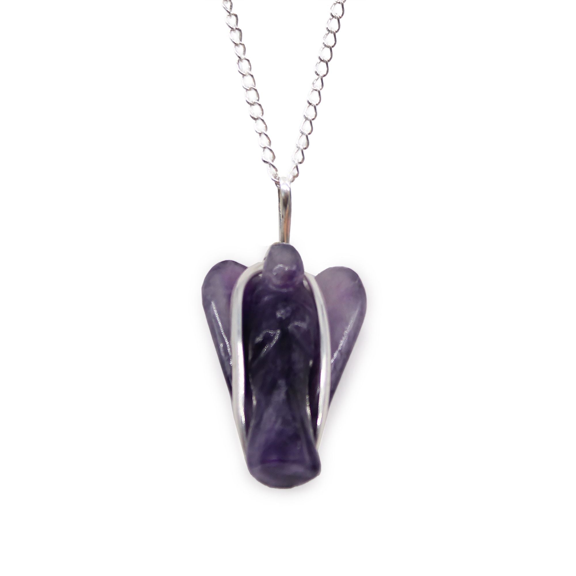 Pendentif ange gardien améthyste finition argentée