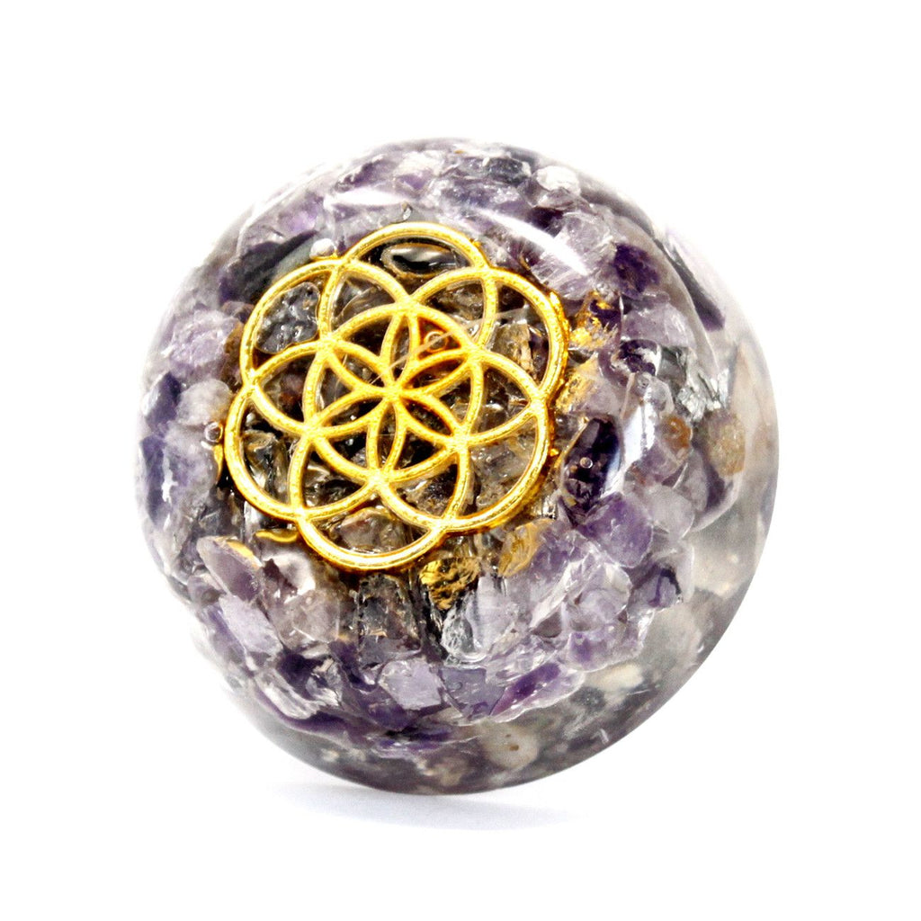 Orgonite dôme améthyste de bureau en résine et cuivre