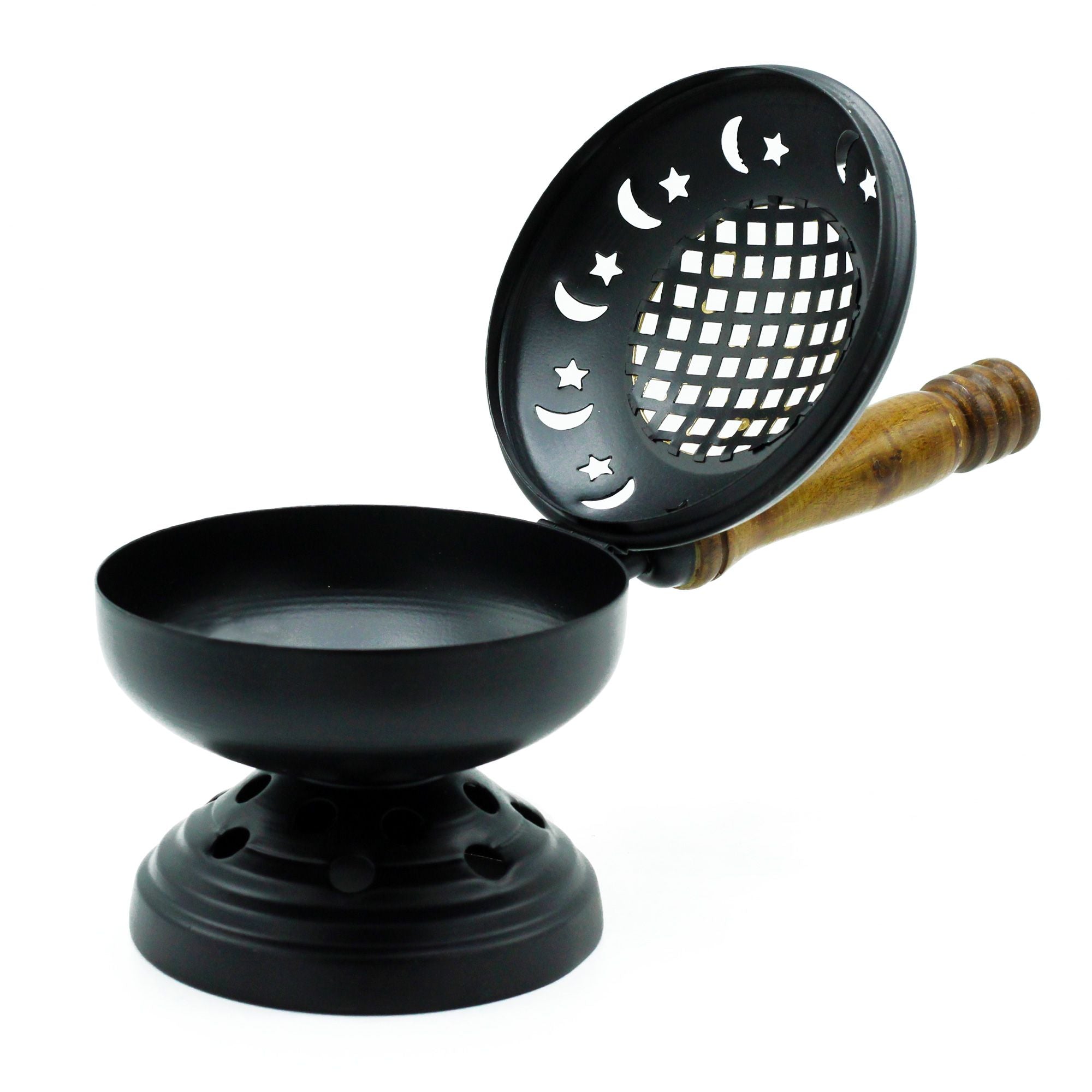 Grand brûle-encens en fer sur pied avec détail doré | Accessoire rituel
