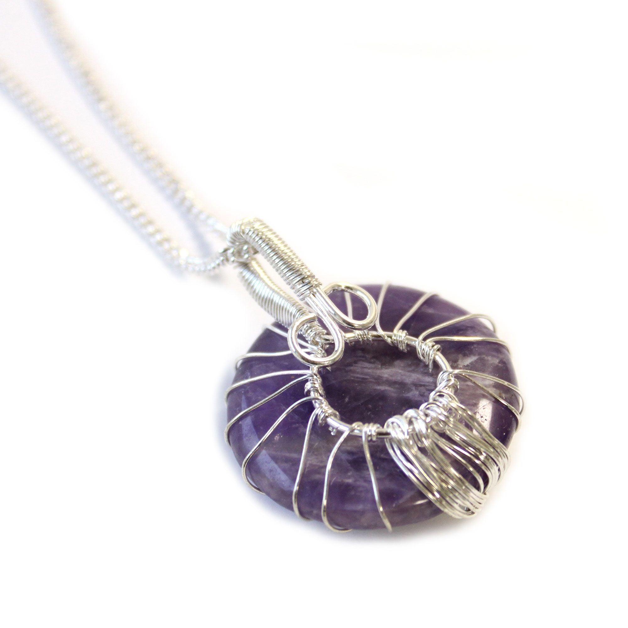 Collier arbre de vie améthyste finition argentée