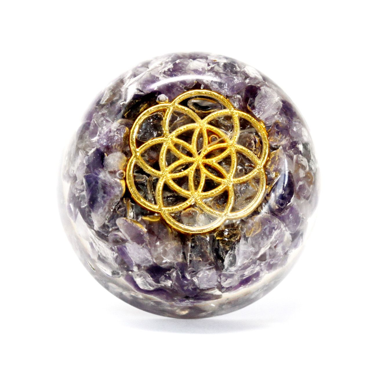 Orgonite dôme améthyste de bureau en résine et cuivre