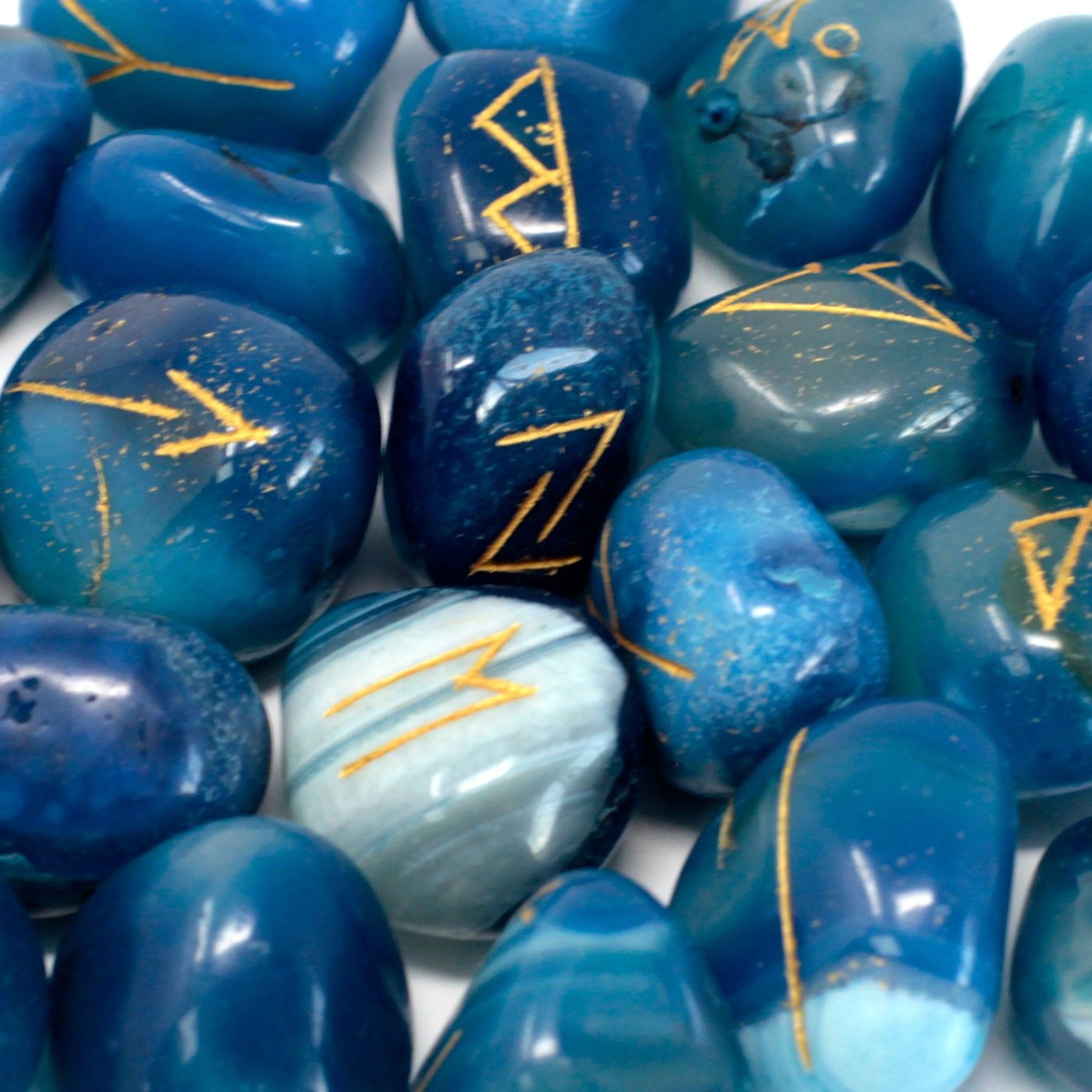 Set de pierres runiques onyx bleu