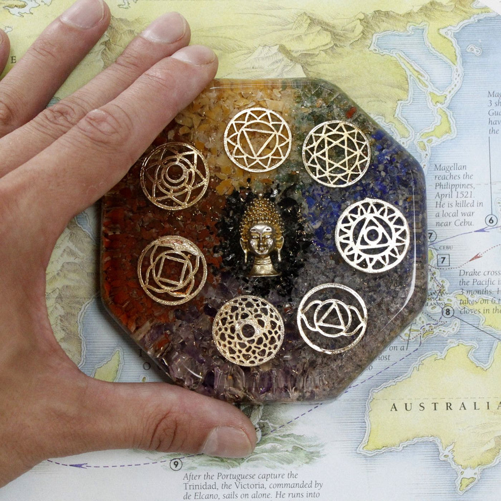 Orgonite bureau Chakra Ange grand modèle pierres naturelles
