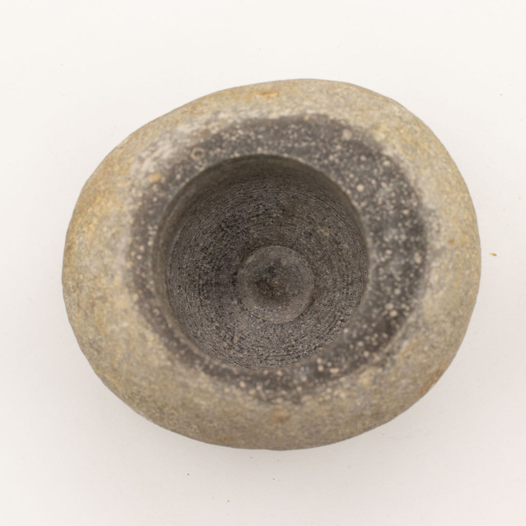 Grand mortier et pilon en pierre de rivière naturelle – 15 x 12 cm