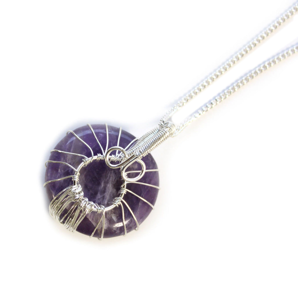 Collier arbre de vie améthyste finition argentée