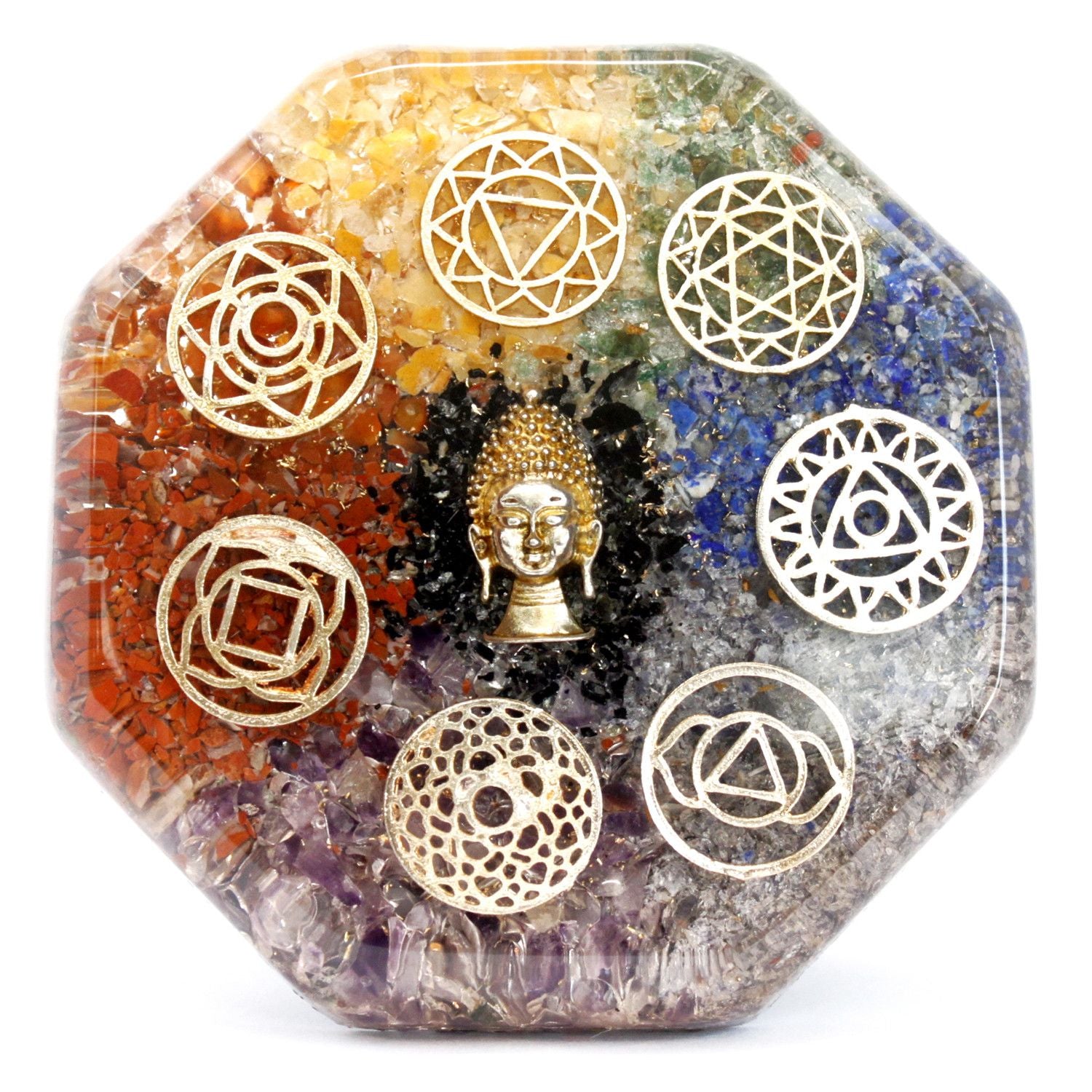 Orgonite bureau Chakra Bouddha grand modèle pierres naturelles