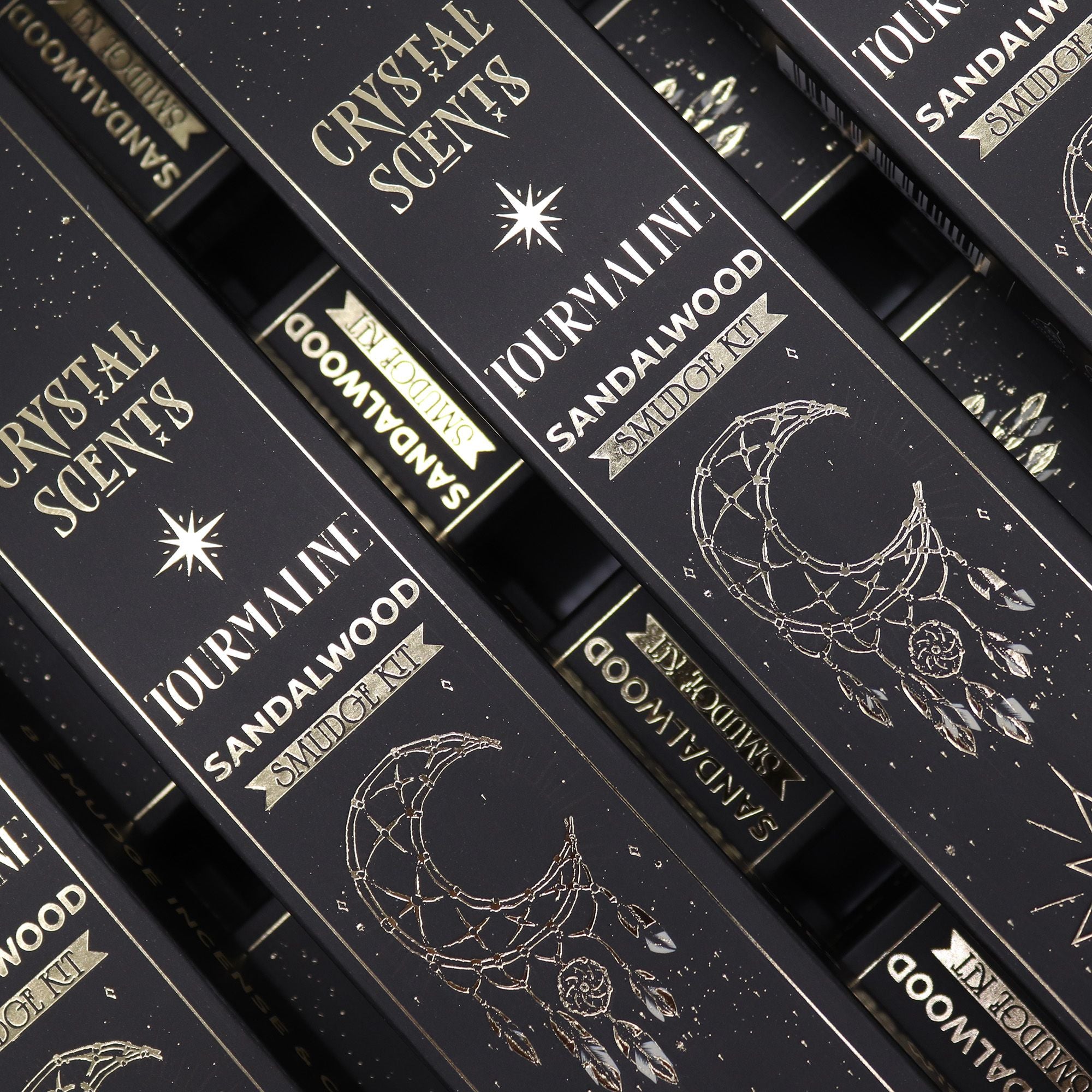 Encens Smudge Bois de Santal avec éclats de Tourmaline – 10 bâtons