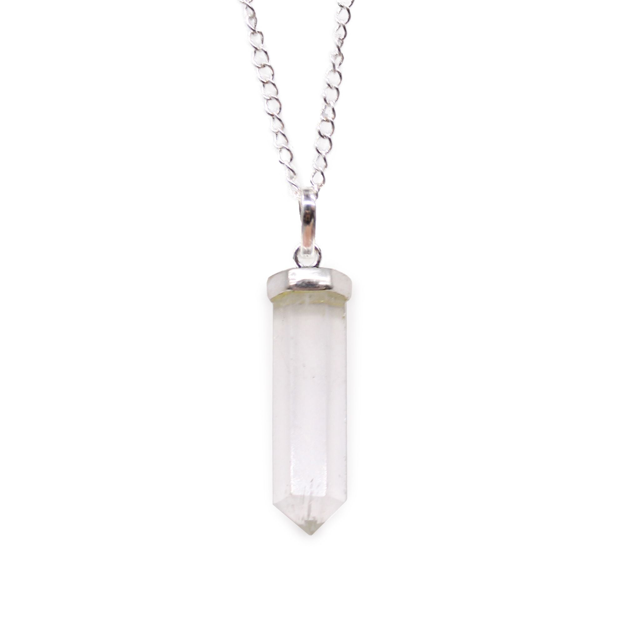 Pendentif pointe classique cristal de roche finition argentée