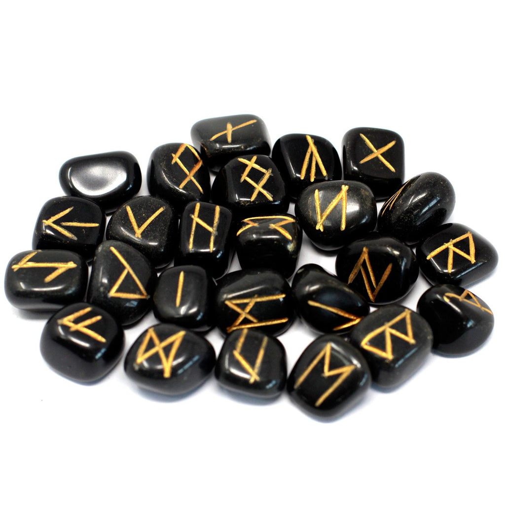 Set de pierres runiques agate noire