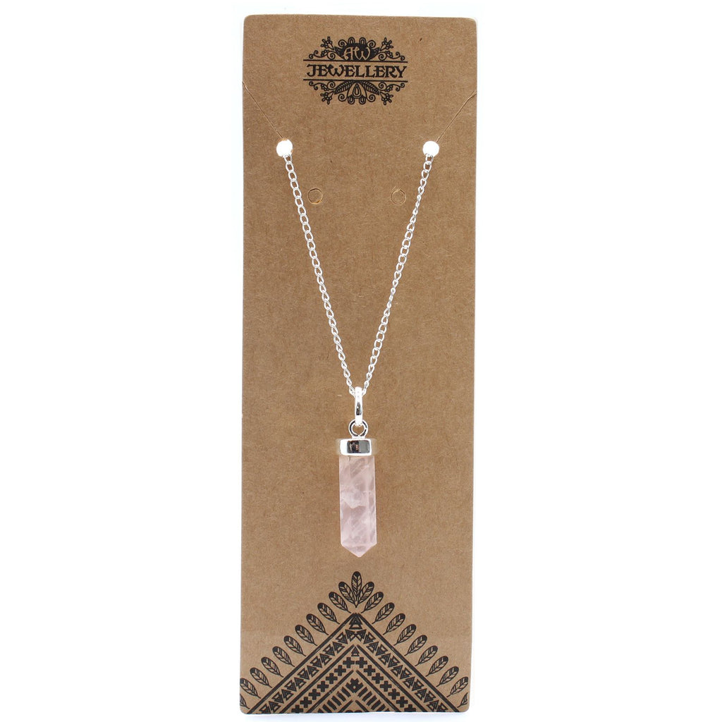 Pendentif pointe classique quartz rose finition argentée