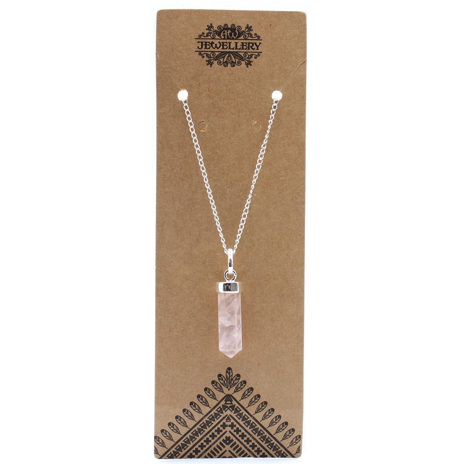 Pendentif pointe classique quartz rose finition argentée