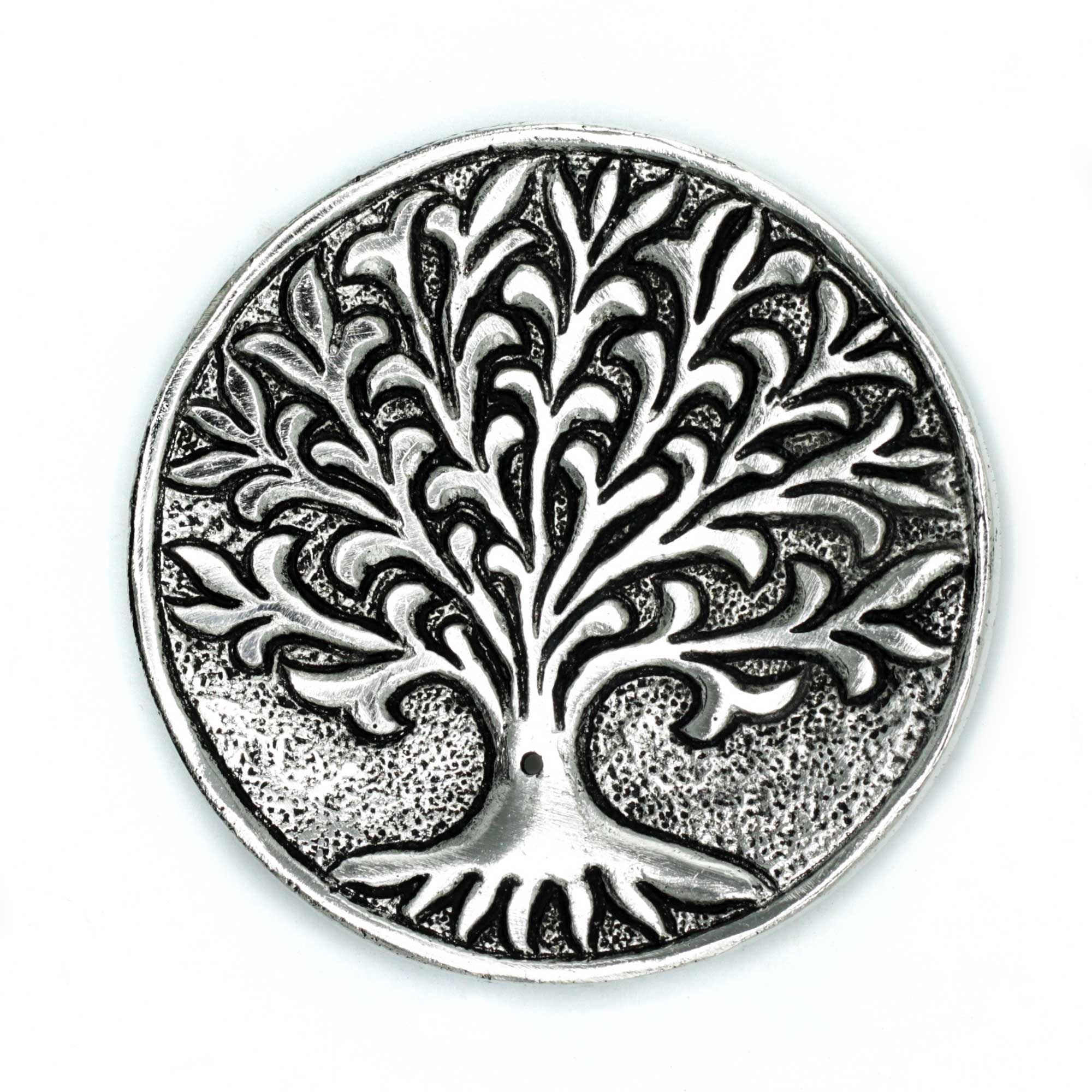 Porte-encens Arbre de Vie en aluminium poli 10 cm