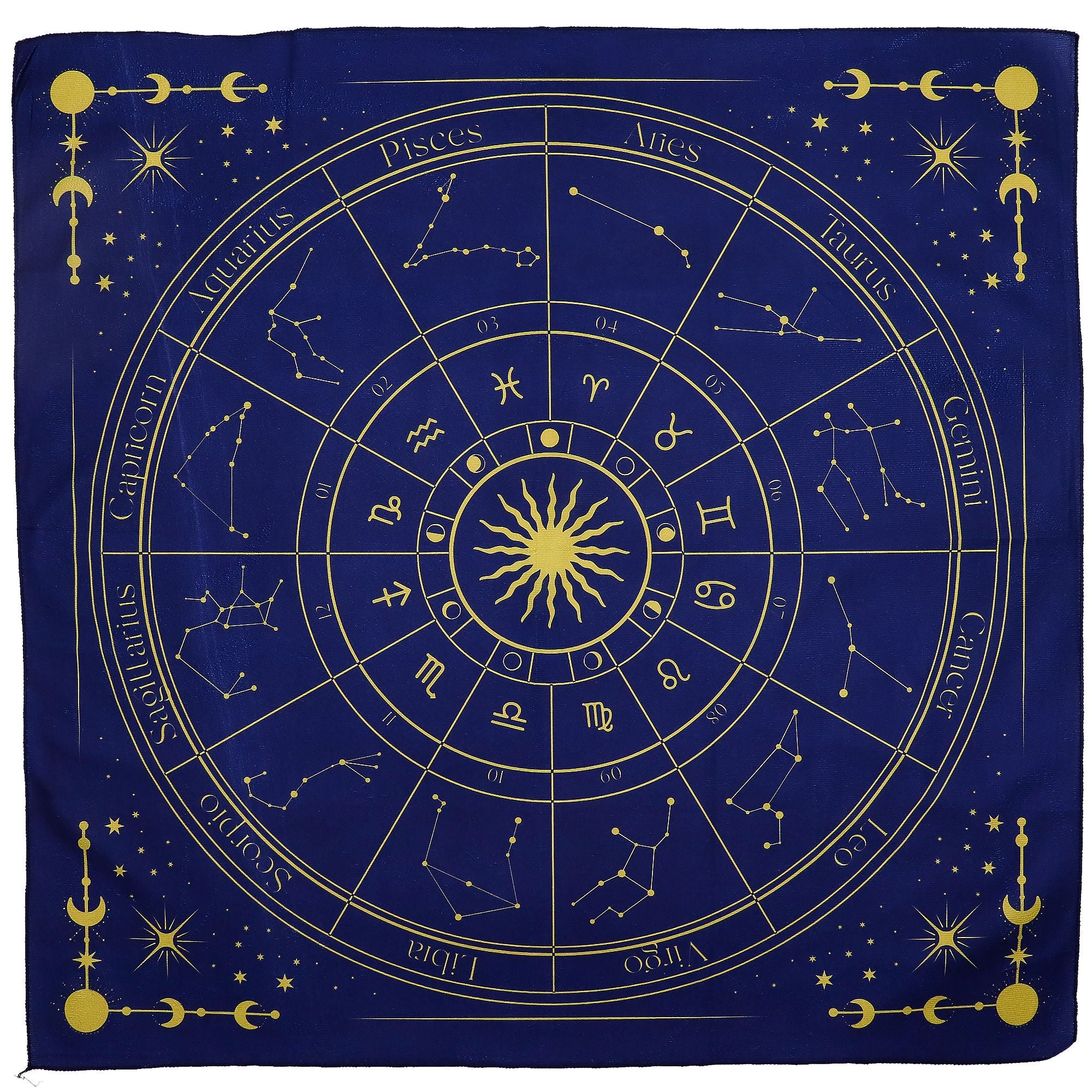 Tapis de Tirage Tarot Zodiaque 75x75 cm – Tarot, Oracle & Pendule