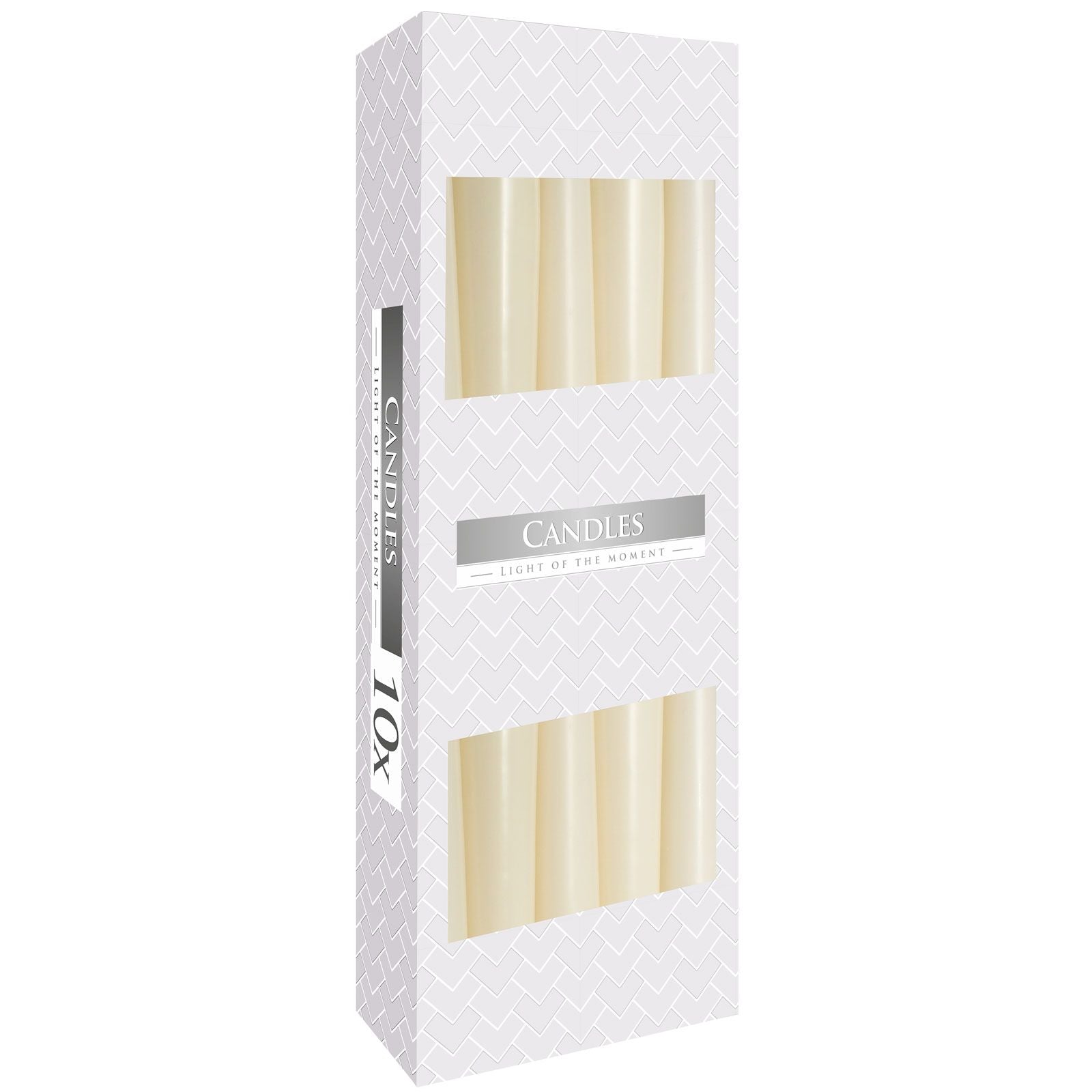 Lot de 10 Bougies Ivoires - Taper Candle, parfaites pour créer une ambiance chaleureuse avec des bougies décoratives sur votre table. Fabriquées en cire de paraffine, ces bougies non parfumées mesurent 24,5 cm de hauteur. Un choix idéal pour la décoration de table, que ce soit pour un événement ou un dîner intime.