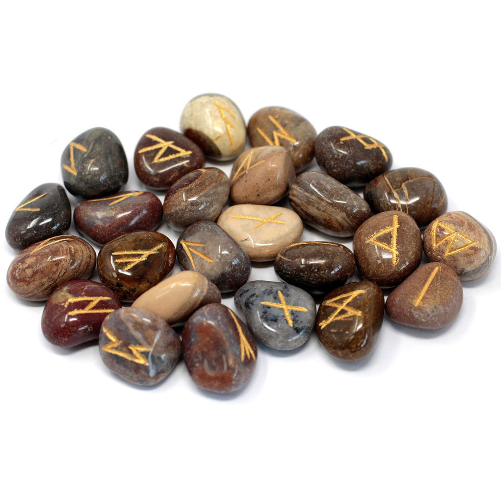 Set de pierres runiques jaspe fantaisie