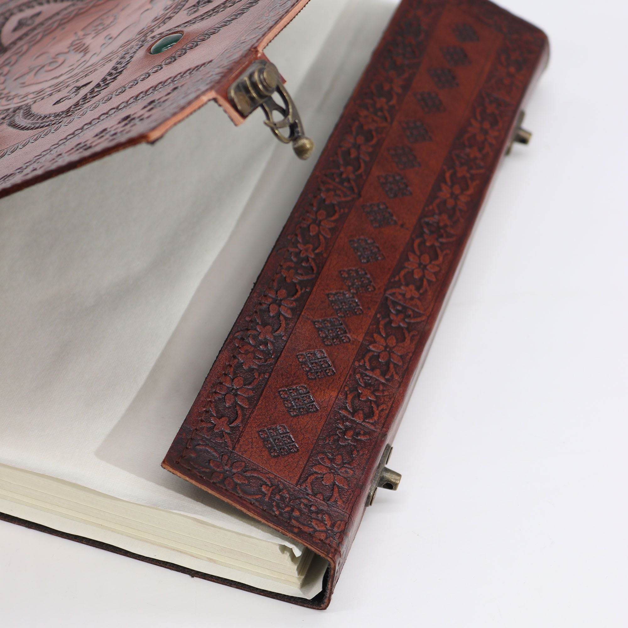 Grand Journal/Grimoire en cuir Dragon Mandala – 100 pages 25 x 34 cm
