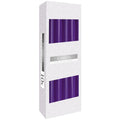 Taper Candle - Lavender, un lot de 10 bougies violettes présentées dans une élégante boîte. Ces bougies taper de 24,5 cm sont idéales pour la décoration de table et créent une ambiance chaleureuse. Fabriquées en cire de paraffine, elles sont non parfumées et parfaites pour des événements spéciaux, offrant une lueur douce et accueillante.