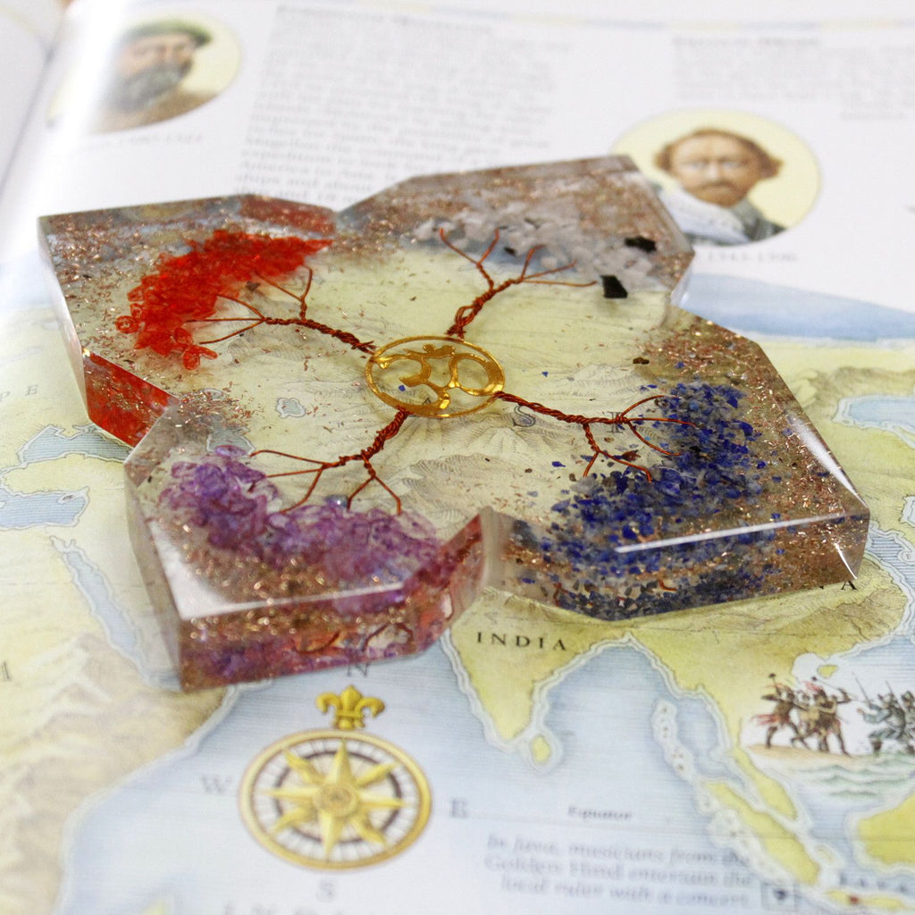 Orgonite bureau grand modèle cuivre et pierres naturelles