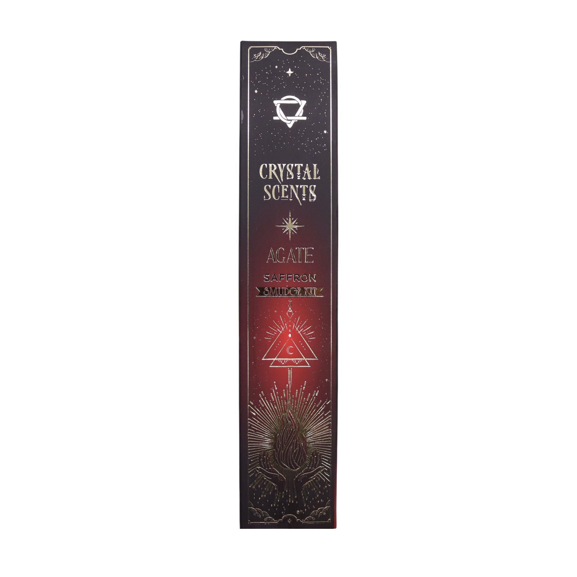 Encens Smudge Safran avec Agate Rouge – 10 bâtons 20 cm