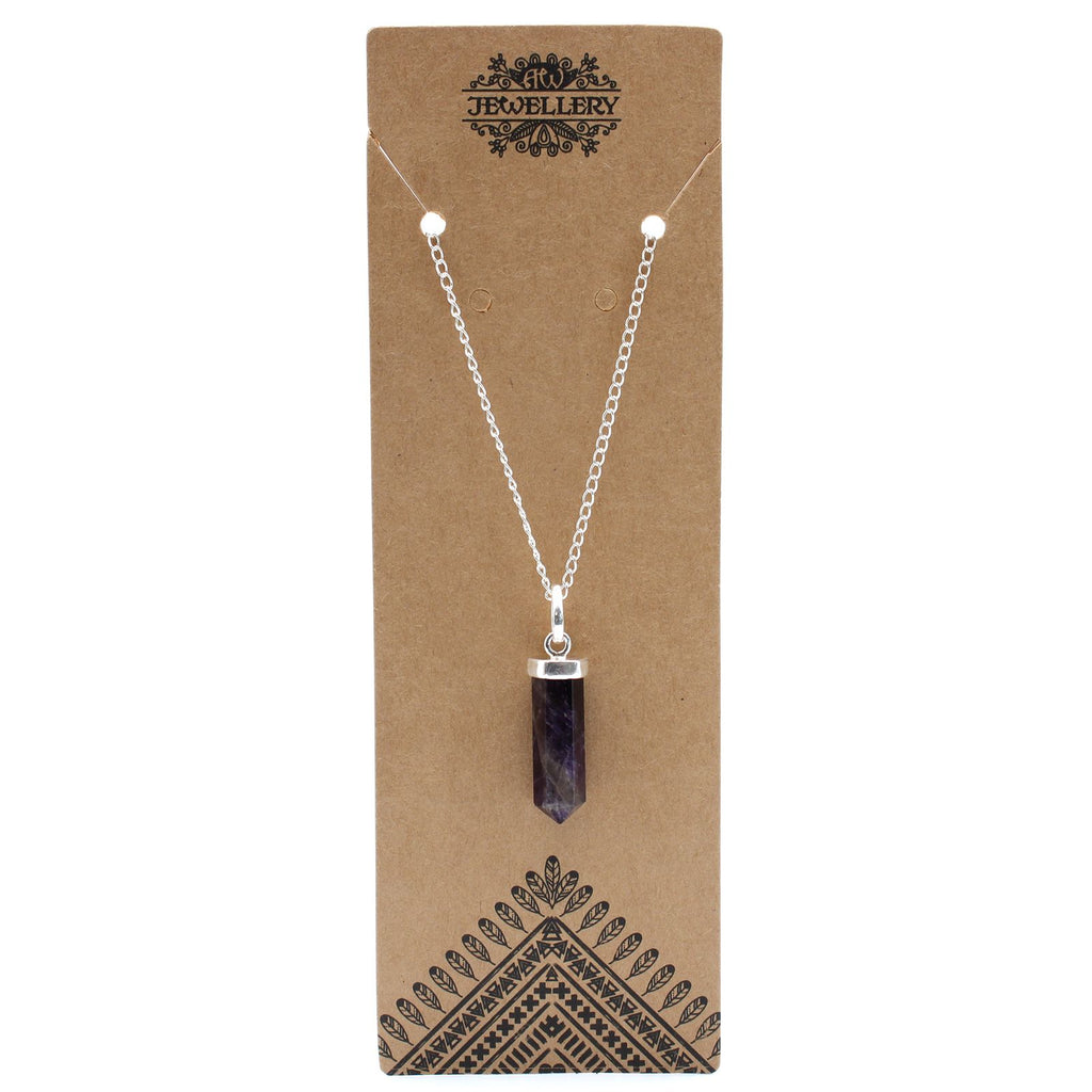 Pendentif pointe classique améthyste finition argentée