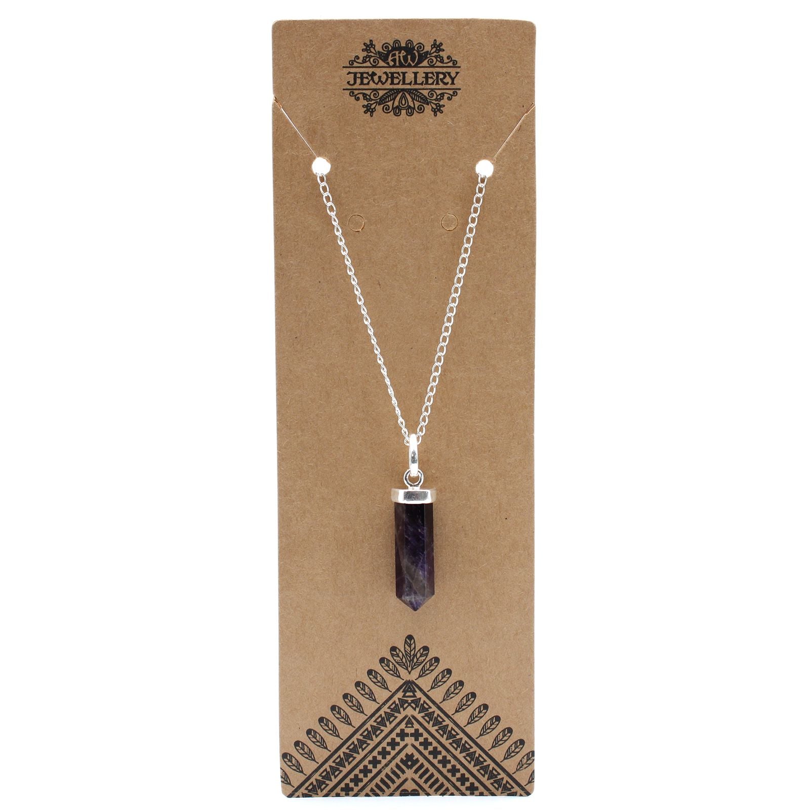 Pendentif pointe classique améthyste finition argentée