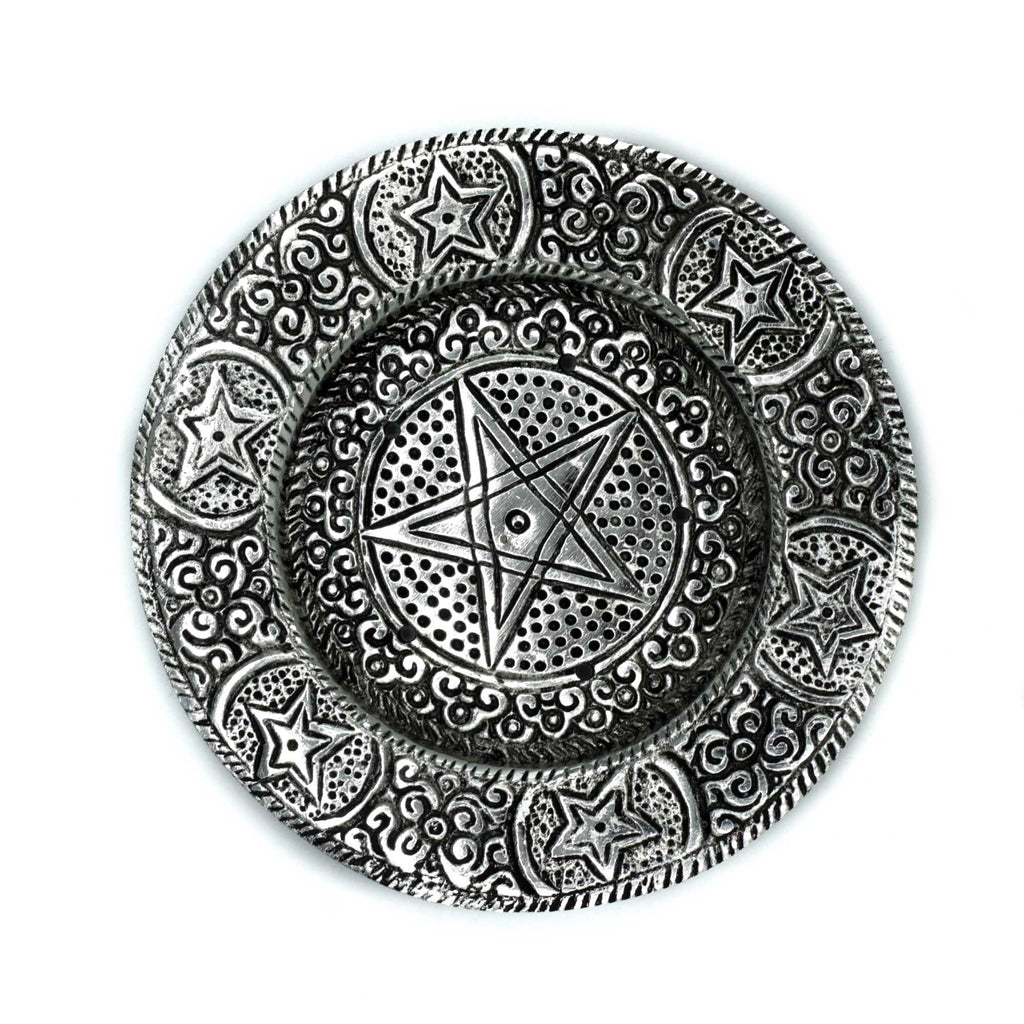 Porte-encens pentagonal en aluminium poli 11,5 cm | Accessoire spirituel