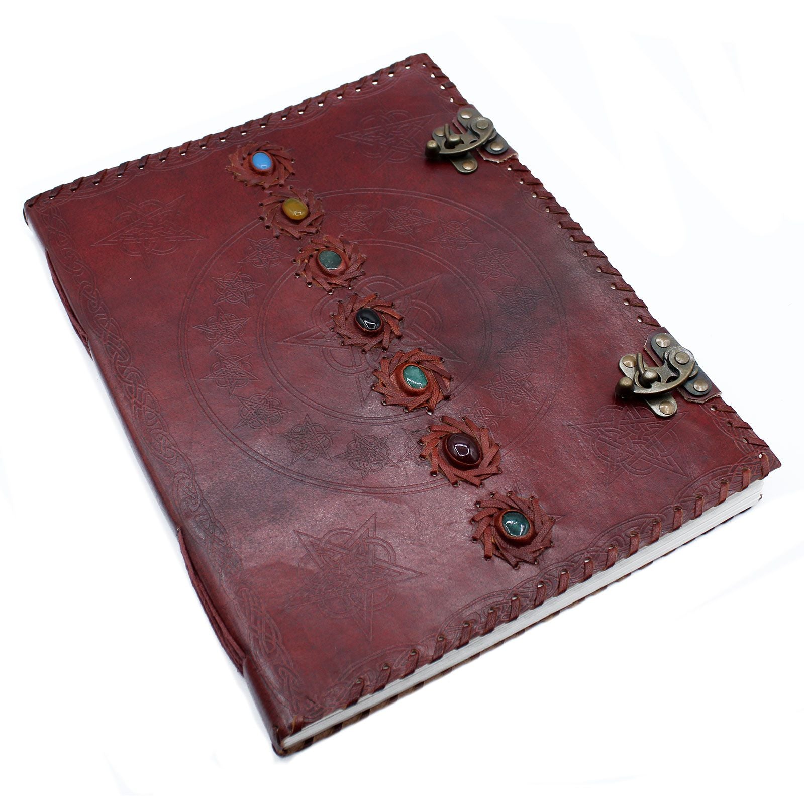 Grand Journal/Grimoire en cuir 7 Chakras 200 pages – 33 x 25 cm