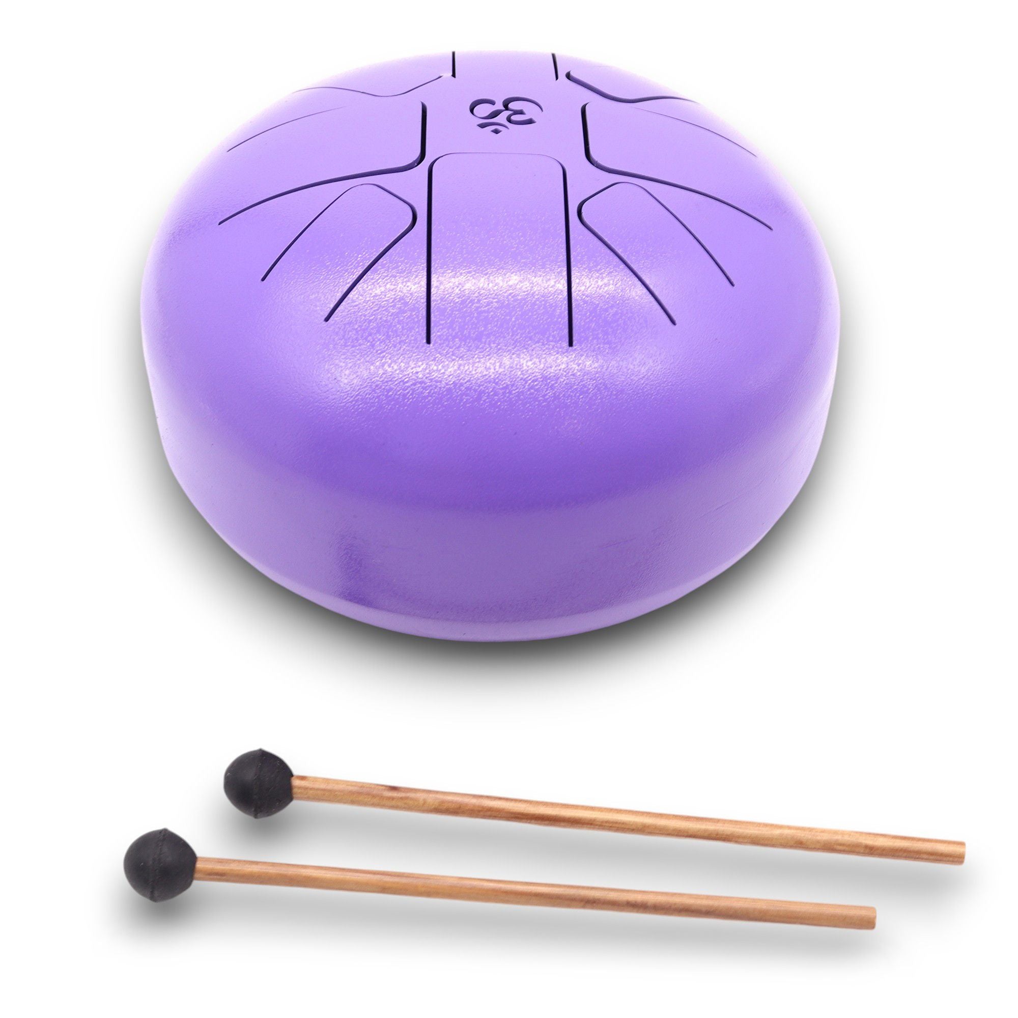 Steel Tongue Happy Drum Om violet en Acier – 22 x 16 cm, un tambour violet apaisant livré avec des baguettes en bois. Cet instrument intuitif est parfait pour les séances de méditation, de relaxation et de sonothérapie, enrichissant vos moments de plénitude et créativité.